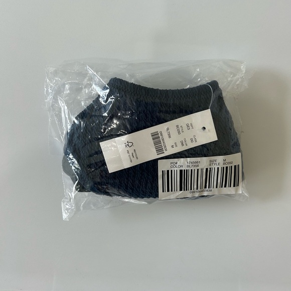 NWT J. Crew Navy Blue Textured Curved-waist Cheeky Bikini Bottom - Picture 4 of 6